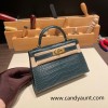 Hermes kelly20 epsom19cm Silver Hardware 1Q/Rose Confetti Silver Hardware Full Handmade kellymini-095