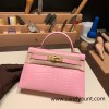 Hermes kelly20 Matte Mini Kelly Alligateor crocodile 80 /Pearl Grey Gold Hardware Full Handmade kellymini-108