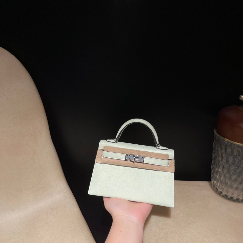 Silver Hardware   0S vertdeau  Epsom   Full Handmade   Kelly mini  