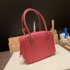 Hermès Plume 21 Ostrich B5/Ruby Silver Hardware Plume-003 Fully Hand-Stitched